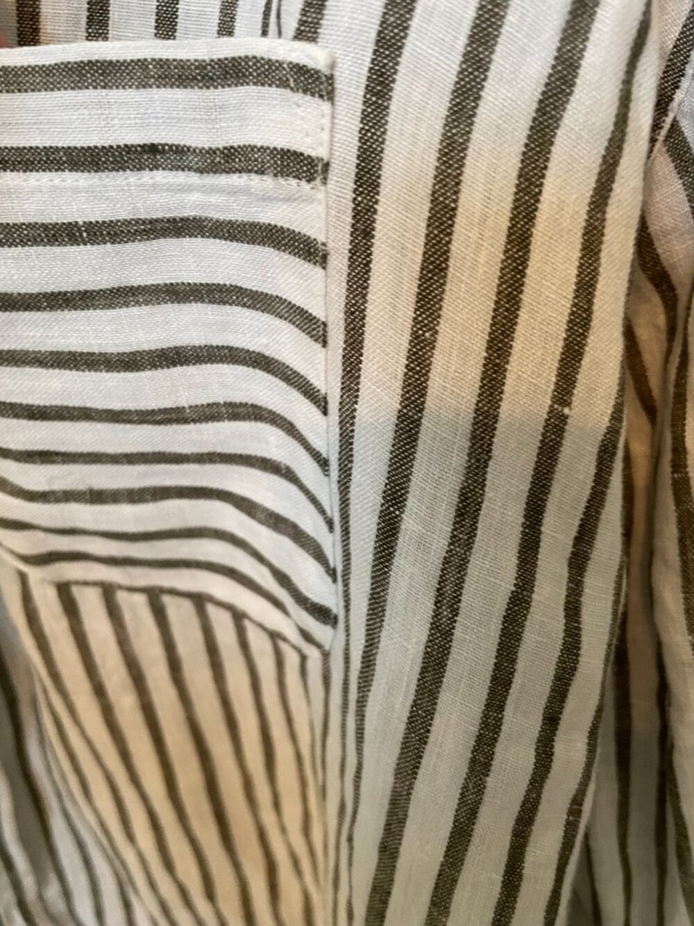 J. JILL LOVE LINEN XL Striped Button Down Long Sleeve Grey & White - Picture 5 of 10